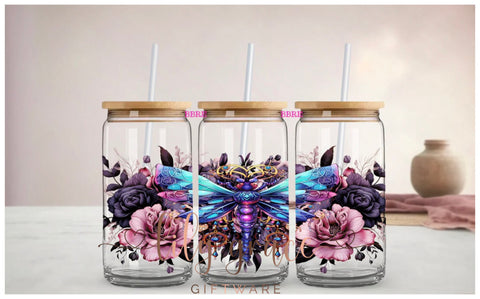 Crystal Moth Glass CanSmoothie Tumbler